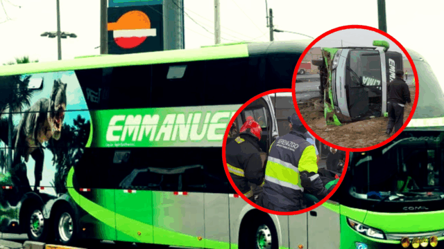 Bus de la empresa Emmanuel se volcó en Pasamayo: pasajeros desesperados escaparon por las ventanas