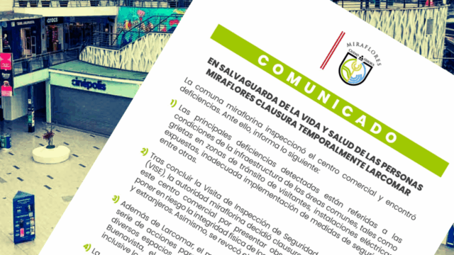 Municipalidad de Miraflores clausura temporalmente Larcomar por grietas y fallas estructurales