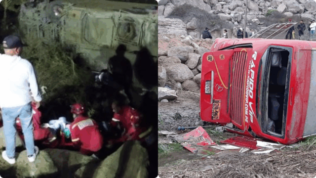 Cuatro mu3rt0s y 20 heridos tras despiste de bus de la empresa Rápidos VIP