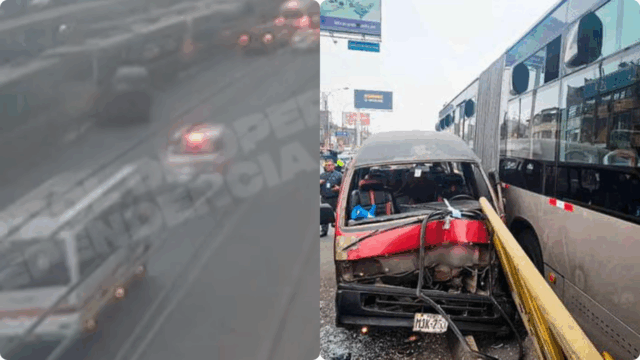 Combi sin licencia se estrella contra barandas del Metropolitano en Independencia: dos jóvenes heridos